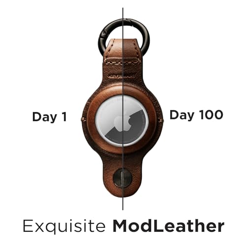 key smart KeySmart AirTag Keychain Key Holder, Compatible with Apple AirTag Holder, Key Organizer Keychains, Case for Air Tag Key Chain, Key Ring - (Up to 5 Keys, Brown Genuine Leather, Air Tags Not Included) - Image 4
