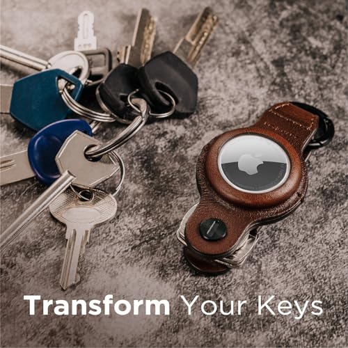 key smart KeySmart AirTag Keychain Key Holder, Compatible with Apple AirTag Holder, Key Organizer Keychains, Case for Air Tag Key Chain, Key Ring - (Up to 5 Keys, Brown Genuine Leather, Air Tags Not Included) - Image 3
