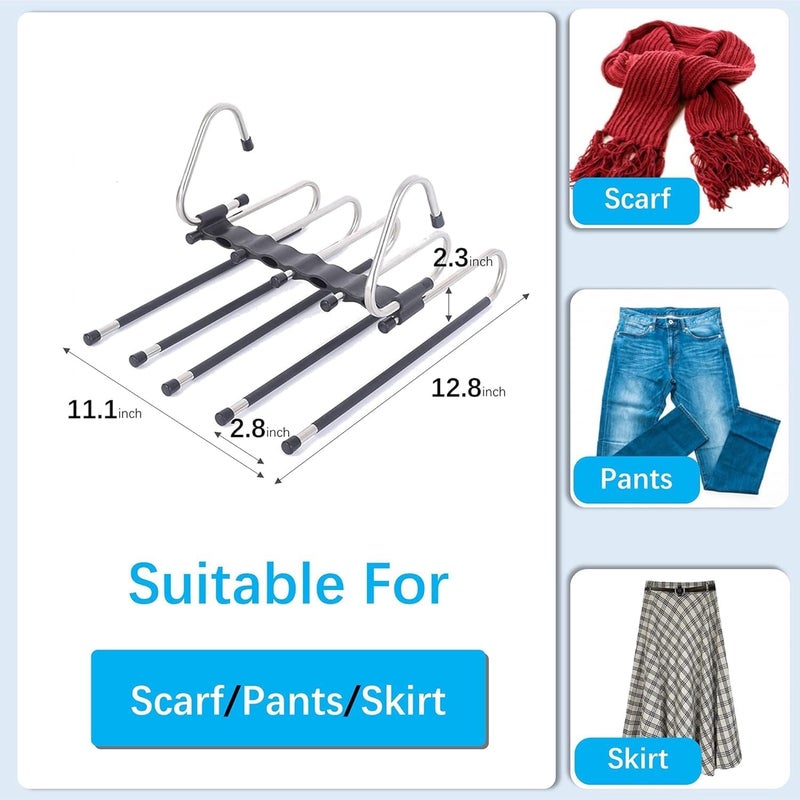 شماعات بنطلون سحرية موفرة للمساحة - عبوة 2 مع 10 مشابك معدنية - Image 2
