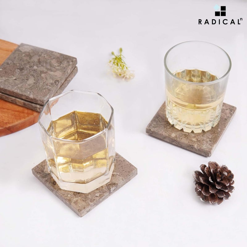 RADICALn Marble Coasters Square 3.5" Inches Oceanic Handmade Bar Style Coaster Set, Ideal Drink Coasters for Modern Home Bars, Absorbent Coaster Set of 6 - Image 4