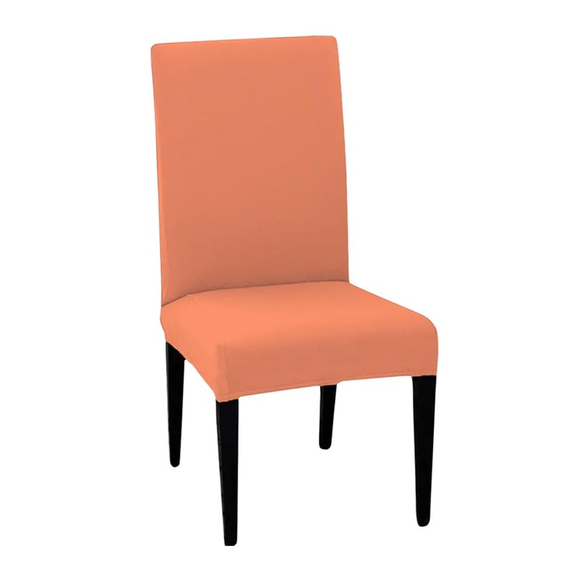 HOTKEI Pack of 4 Peach Color 200 GSM Dining Table Chair Cover Stretchable Slipcover Seat Protector Removable 1pc Polycotton Dining Chairs Covers for Home Hotel Dining Table Chairs - Image 5