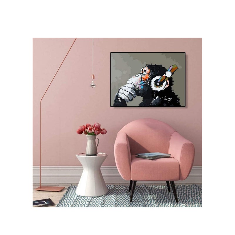 SOLARAE Paint by Numbers DJ Monkey Canvas Paint Wall Art DIY Oil Painting for Home Decoration (16X20inch) - Image 2