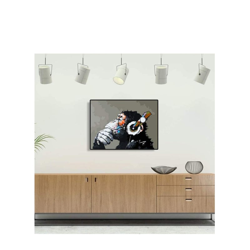 SOLARAE Paint by Numbers DJ Monkey Canvas Paint Wall Art DIY Oil Painting for Home Decoration (16X20inch) - Image 3