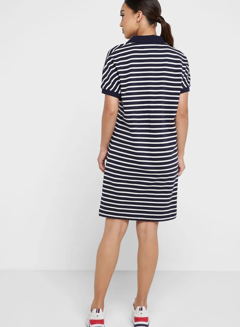TOMMY HILFIGER Polo Neck Striped Dress