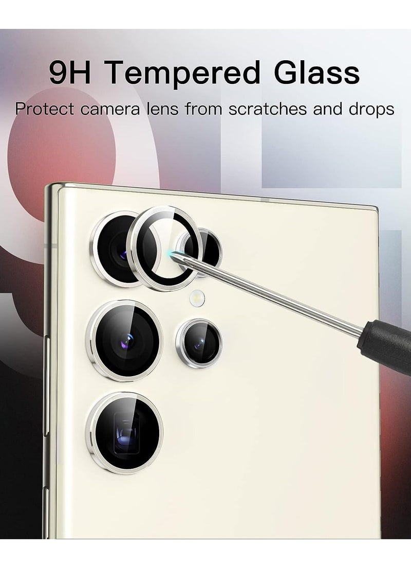 vesus Camera Lens Protector for Samsung Galaxy S23 Ultra 5G 6.8-Inch, 9H Tempered Glass Metal Individual Ring Cover, Easy Installation Tray, HD Clear, Set of 5 (Cream) - Image 4