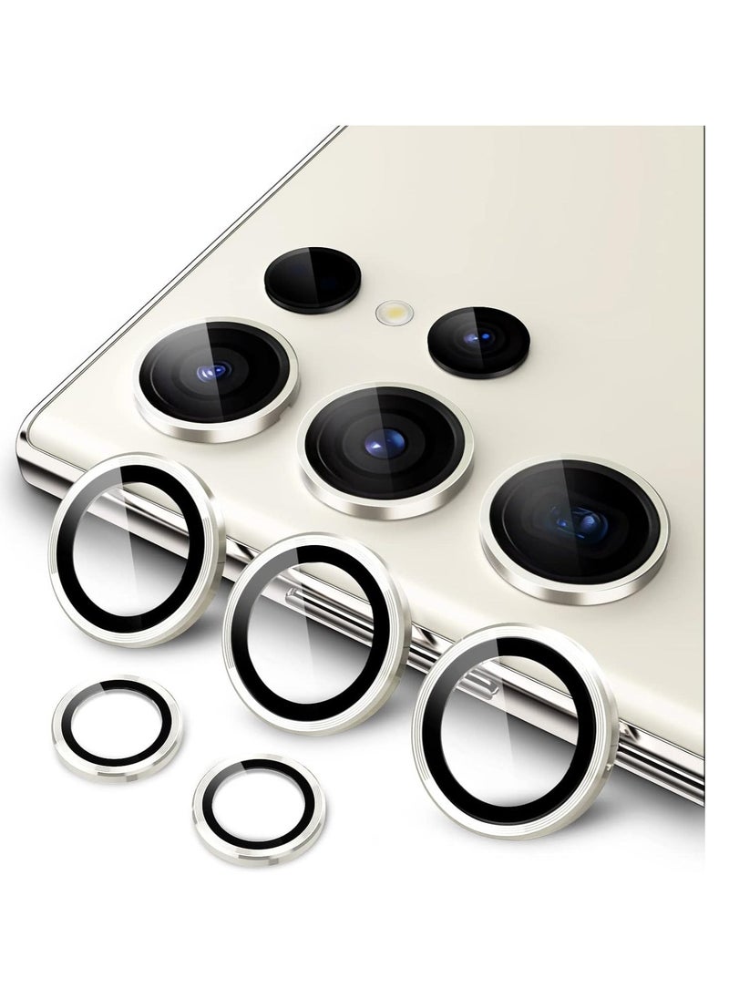 vesus Camera Lens Protector for Samsung Galaxy S23 Ultra 5G 6.8-Inch, 9H Tempered Glass Metal Individual Ring Cover, Easy Installation Tray, HD Clear, Set of 5 (Cream) - Image 1