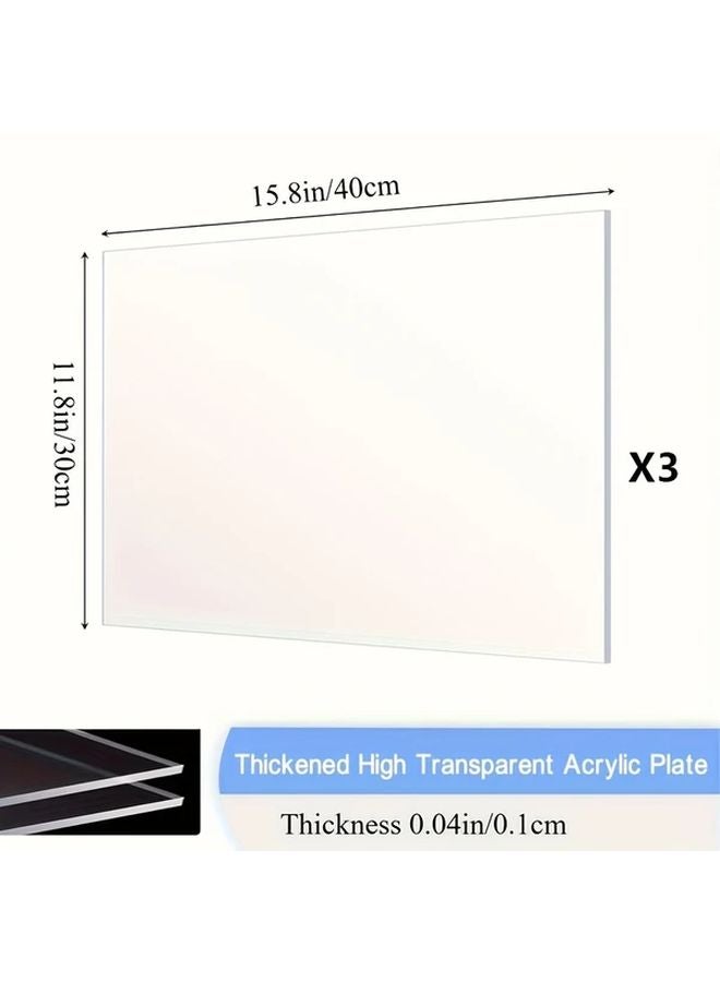 3pcs Transparent PC Polycarbonate Sheets 11 8 X15 7 Smooth Surface Laser Cutting DIY Crafts - Image 1