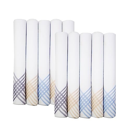 Dollar Cotton Handkerchiefs Hanky for Men - White Striped In Pack of 10 - Image 1