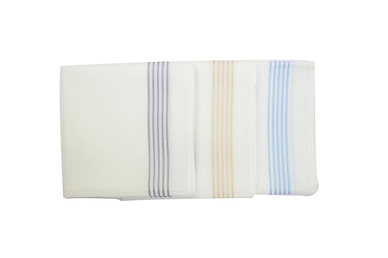 Dollar Cotton Handkerchiefs Hanky for Men - White Striped In Pack of 10 - Image 3