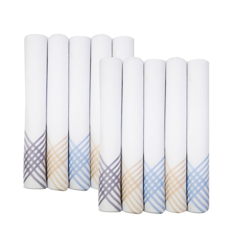 Dollar Cotton Handkerchiefs Hanky for Men - White Striped In Pack of 10 - Image 4