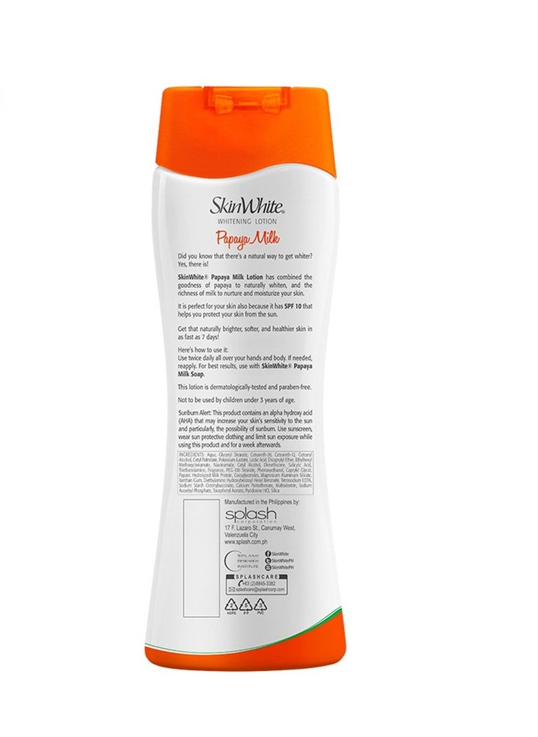 skin white - Whitening Lotion Papaya Milk SPF 10 For Lighter Softer and Healthier Skin - 200ml - Image 1