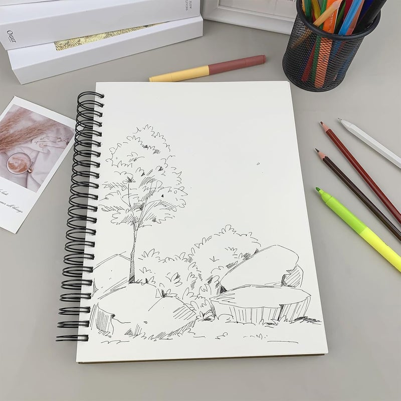 DSTELIN DSTELIN 2 Pack Spiral Bound Sketchbook 9 x 12 Artist Sketchbook with Hard Cover for Drawing Illustration and Art Class Students  - Image 4