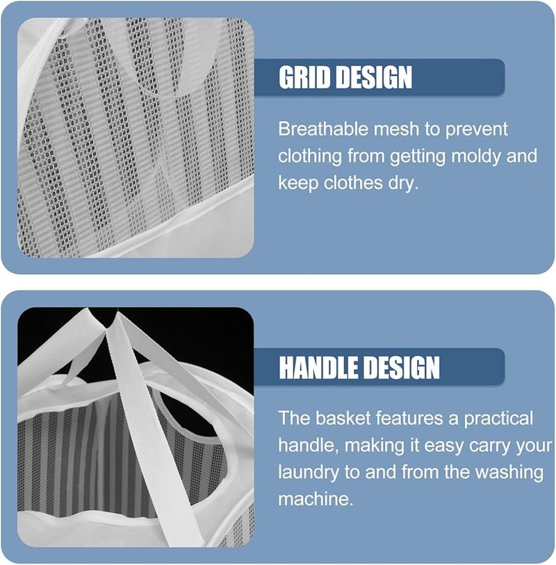 Foldable Laundry Hamper With Breathable Mesh Portable Clothes Basket For Bathroom Storage - Image 2