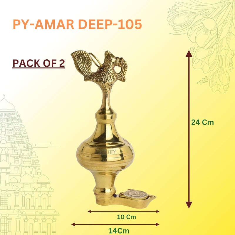 POSHIFY Brass Amar Latkan Deep (Pack of 2)- Traditional Indian Hanging Diya (Without Chain) for Puja Room, Home Decor, Festival Decorations, and Spiritual Practices - Image 2