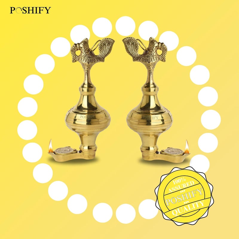 POSHIFY Brass Amar Latkan Deep (Pack of 2)- Traditional Indian Hanging Diya (Without Chain) for Puja Room, Home Decor, Festival Decorations, and Spiritual Practices - Image 5