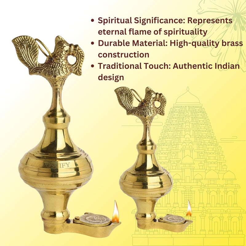 POSHIFY Brass Amar Latkan Deep (Pack of 2)- Traditional Indian Hanging Diya (Without Chain) for Puja Room, Home Decor, Festival Decorations, and Spiritual Practices - Image 4