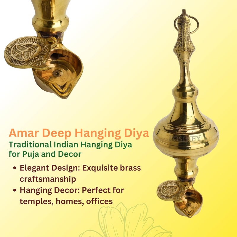 POSHIFY Brass Amar Latkan Deep (Pack of 2)- Traditional Indian Hanging Diya (Without Chain) for Puja Room, Home Decor, Festival Decorations, and Spiritual Practices - Image 3