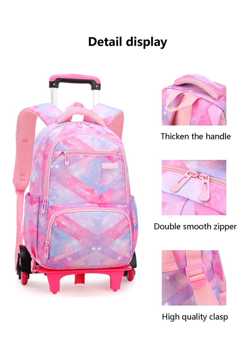 Generic Kids Trolley School Bag Rolling Backpack, Fashion Color Blocks Primary School Students Wheeled Schoolbag for Girls and Boys  - Image 4
