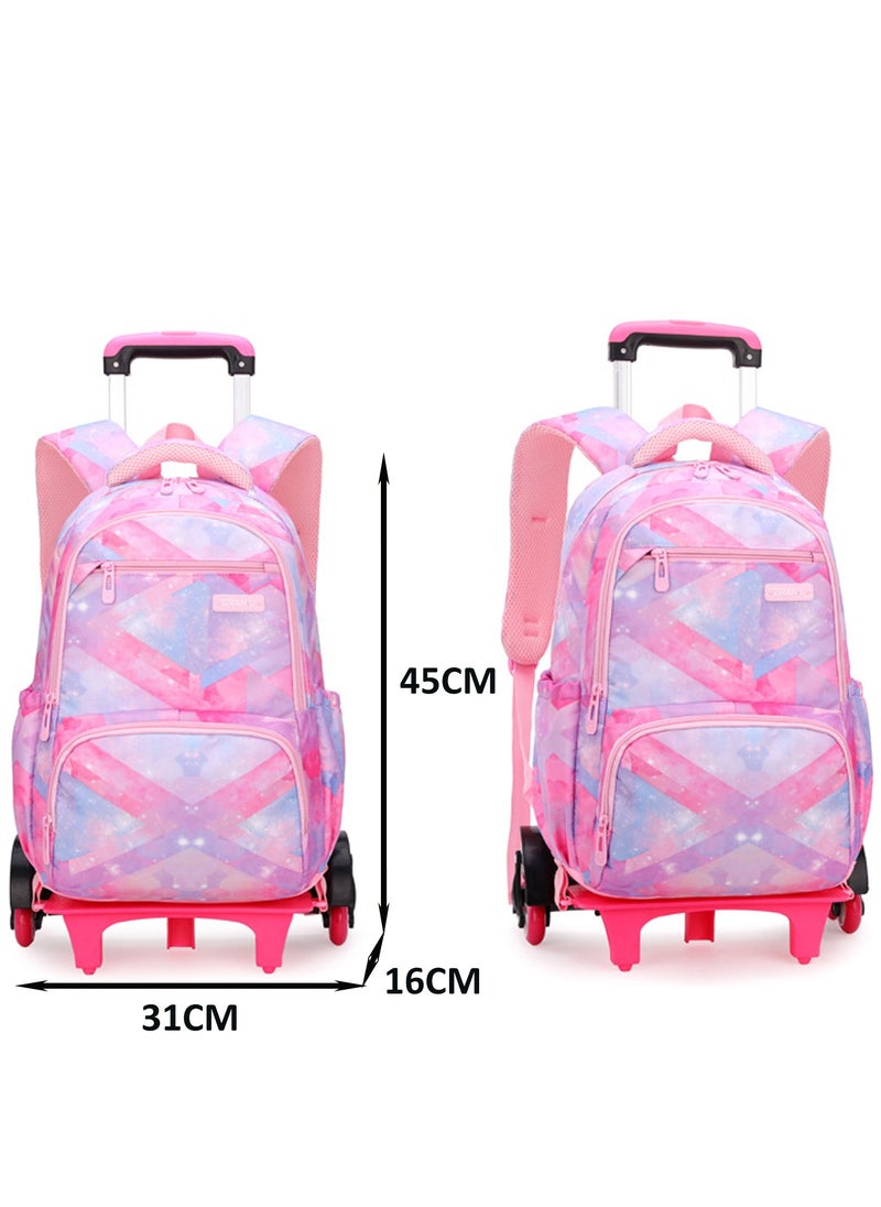 Generic Kids Trolley School Bag Rolling Backpack, Fashion Color Blocks Primary School Students Wheeled Schoolbag for Girls and Boys  - Image 5