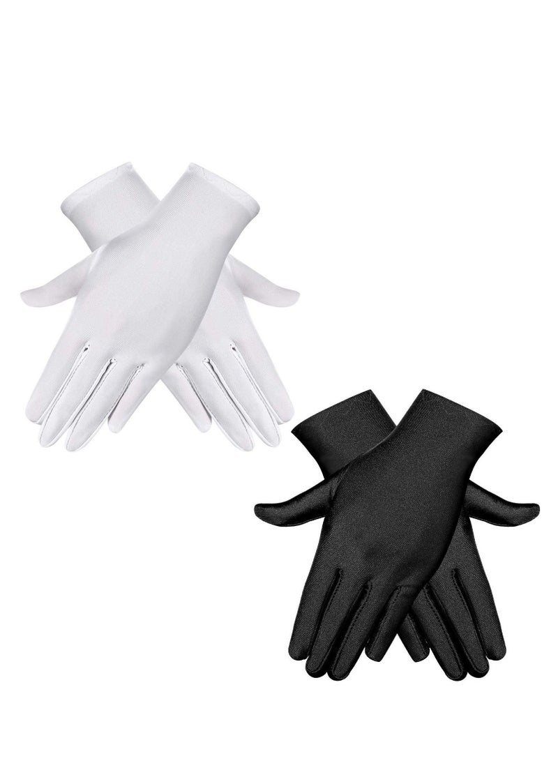 SYOSI 2 Pairs Adult Spandex Gloves Wrist Length Gown Opera Party Formal Tuxedo Costume  - Image 1