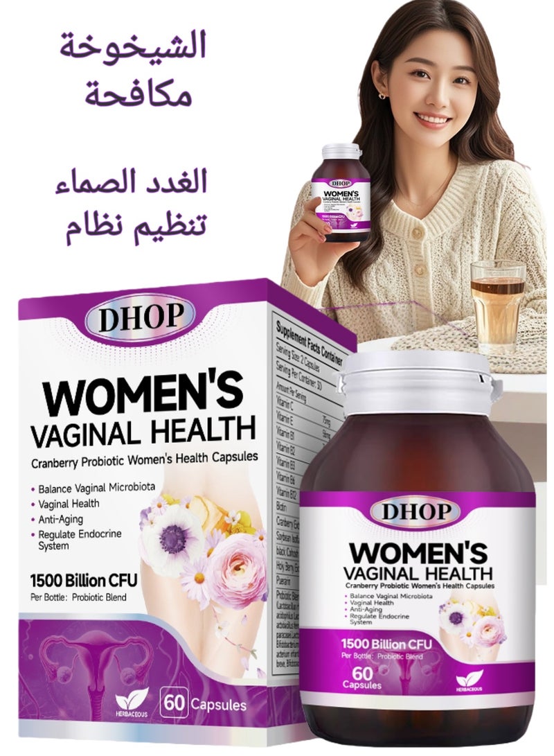DHOP Women's Vaginal Health Cranberry Probiotic Capsules, Feminine Care & Flora Balance, - Image 1