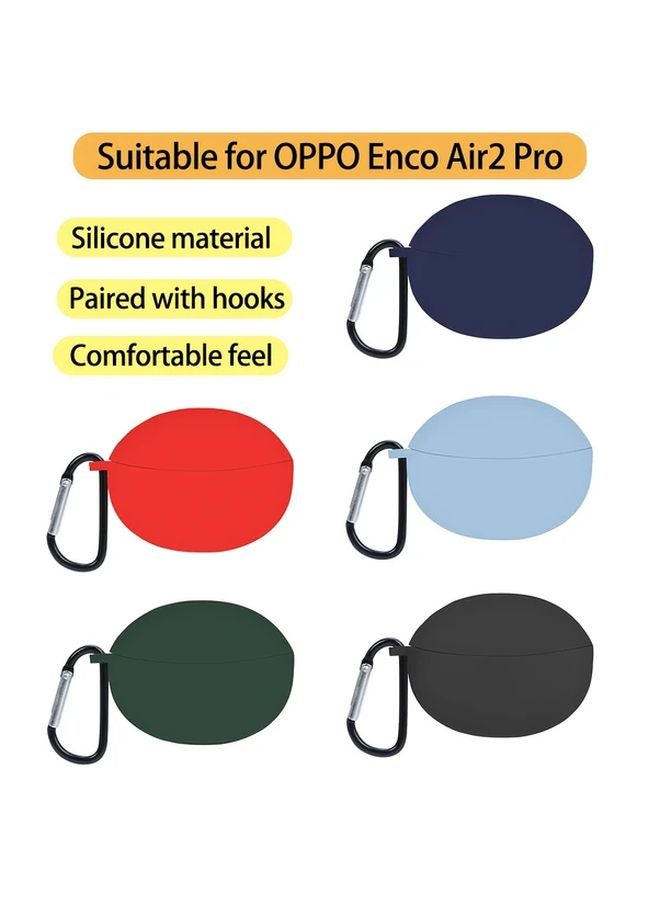 Black Protective Case for OPPO Enco Air2 Pro Silicone Material with Metal Hook Anti Drop Shockproof Soft Comfortable Earphone Cover - Image 2