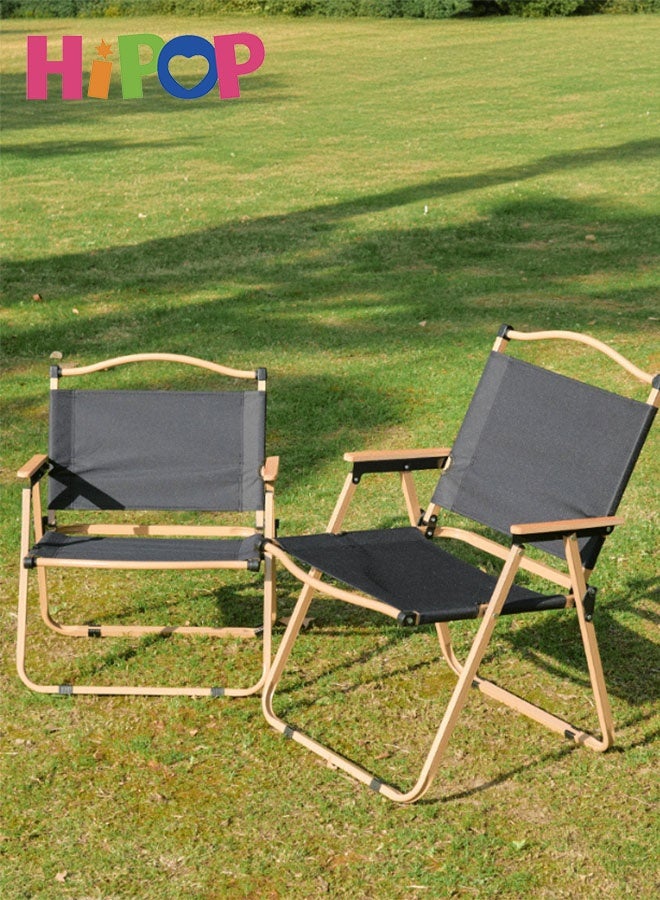 HIPOP Folding Chair for Travels and Camping, Portable Wooden Beach Chair with Side Table, Folding Outdoor Picnic Beech Wood Armchair for Camping, Travel, and Outdoor Events (black) - Image 5