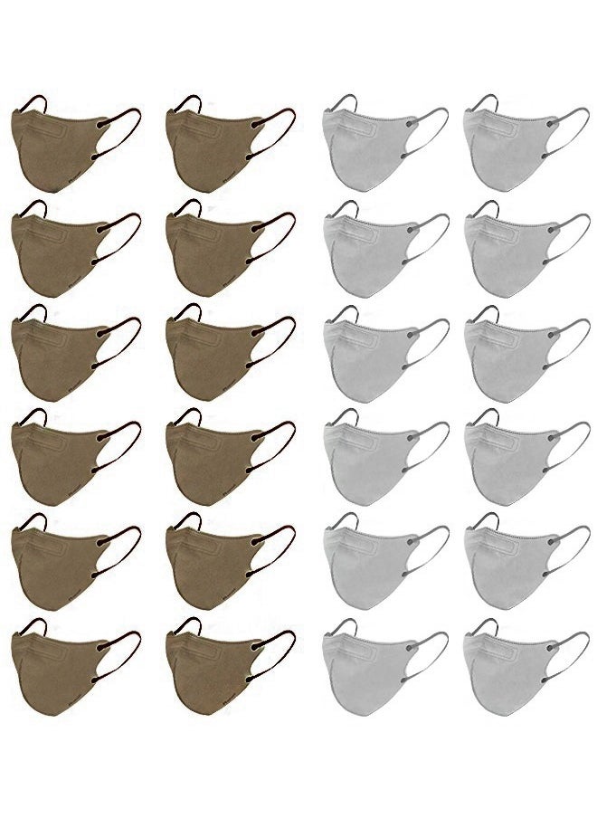 Beyond - 20 Pcs Dust Proof Masks Set, Sun Protection Fabric Face Covering (Brown+Grey) - Image 1
