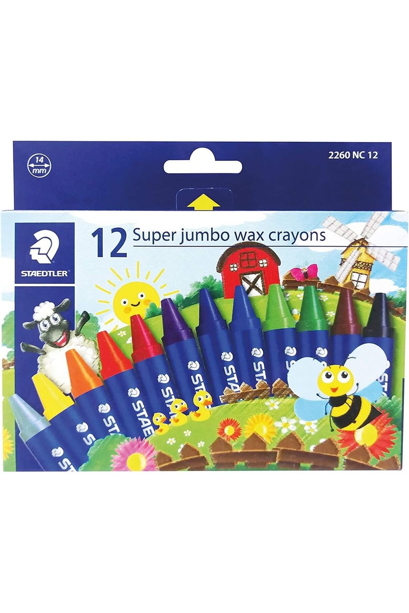 STAEDTLER Super Jumbo Wax Crayons Set - 12 Colors - Image 1
