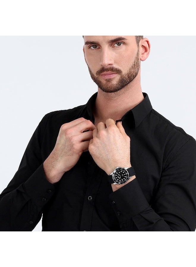 Chronostar Men's Black Round Analog Dial with Silver Alloy Band Watch - 43mm - R3751291002 - Image 5