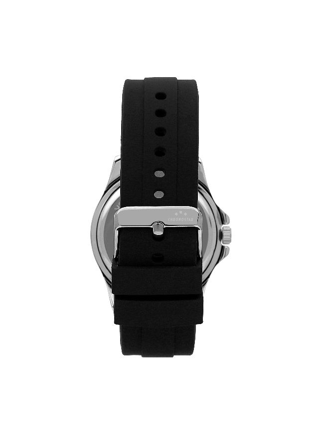 Chronostar Men's Black Round Analog Dial with Silver Alloy Band Watch - 43mm - R3751291002 - Image 4