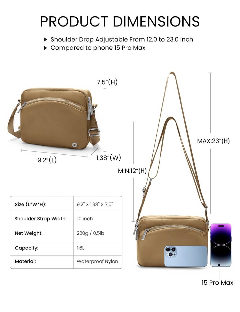 MEXS Everywhere Crossbody Bag 2L Metal Hardware, Casual Crossbody Bags for Women Travel Purse Shoulder Handbags Wallet (Brown) - Image 4