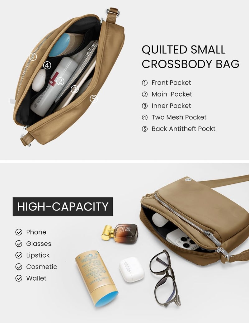 MEXS Everywhere Crossbody Bag 2L Metal Hardware, Casual Crossbody Bags for Women Travel Purse Shoulder Handbags Wallet (Brown) - Image 5