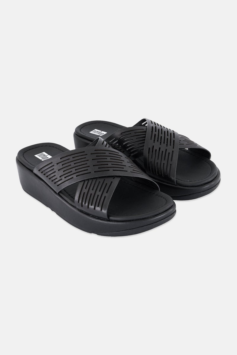 FitFlop Women Slip On Leather Sandal, Black  - Image 1