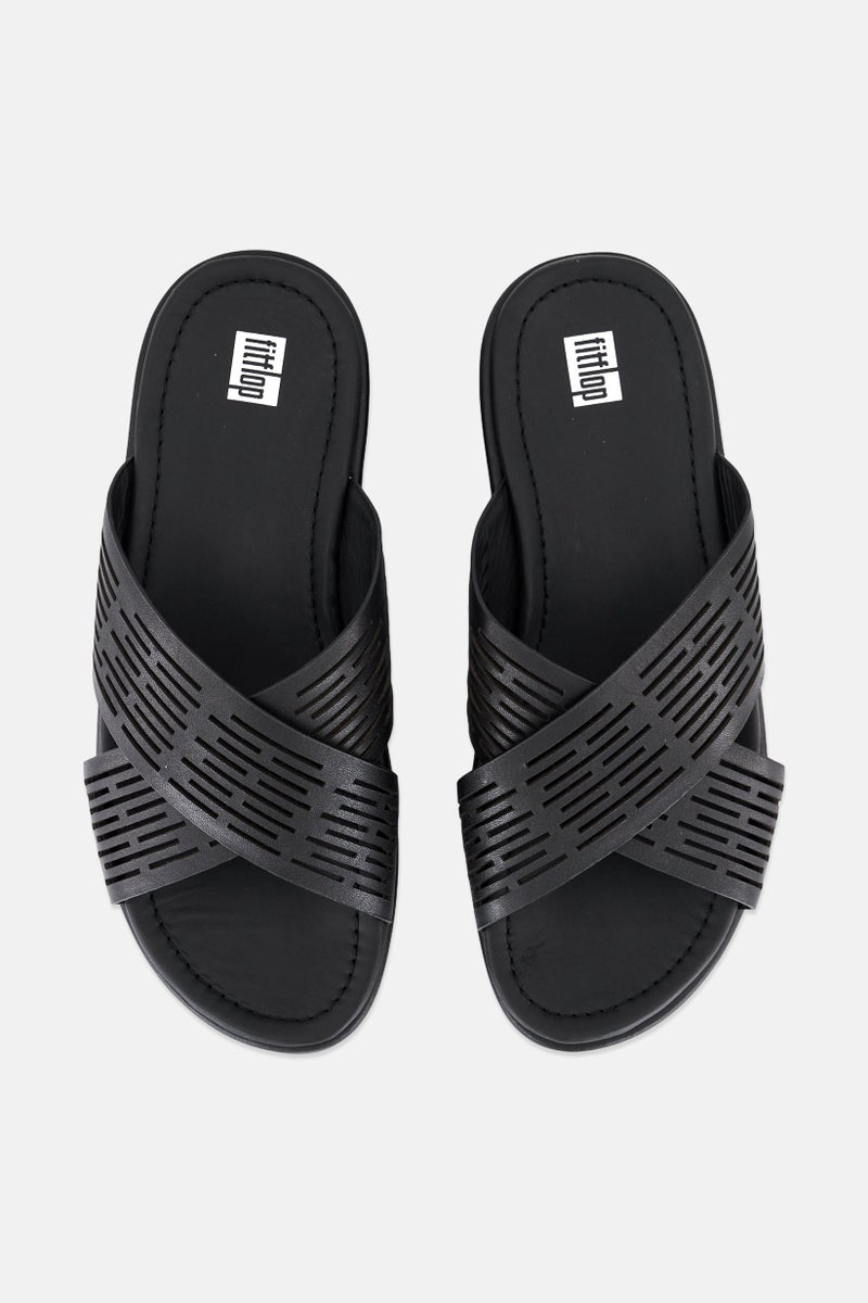 FitFlop Women Slip On Leather Sandal, Black  - Image 2