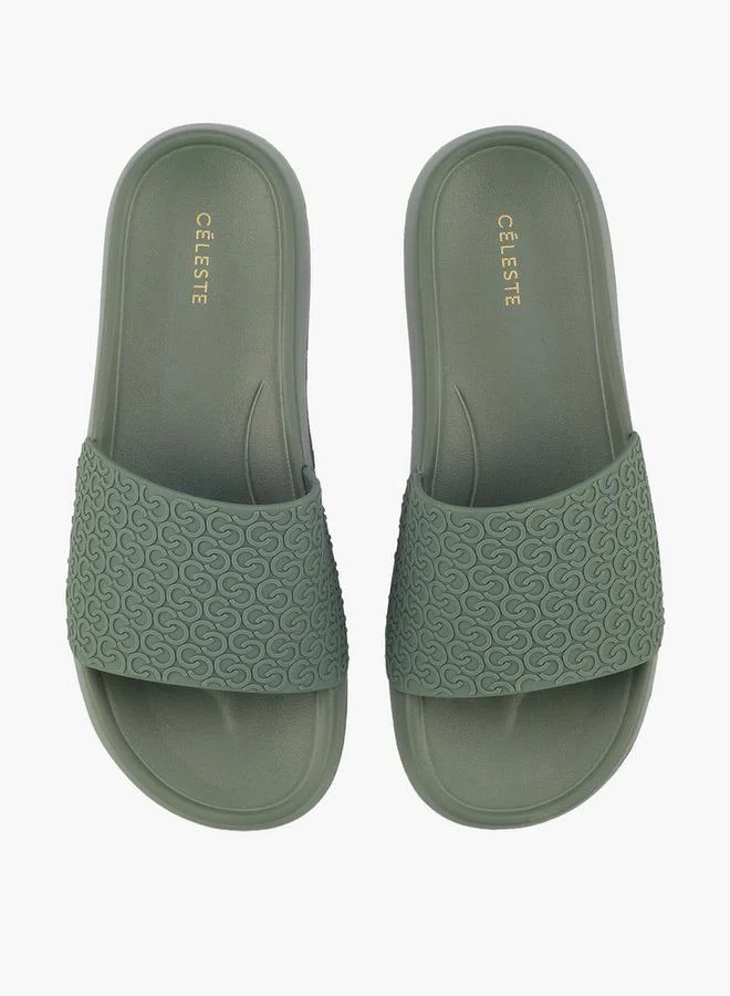 Women Monogram Textured Slides