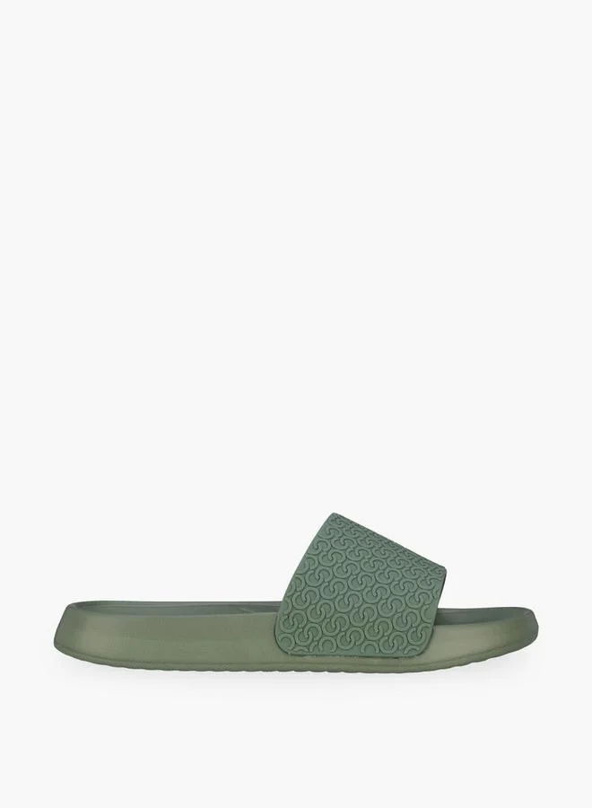 Celeste GREEN Women Monogram Textured Slides for Women | Best Price UAE