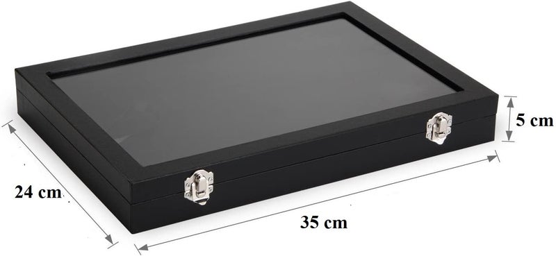 BucketList Women's Velvet Glass Ring Earrings Jewelry Box - Display Storage Showcase Holder Organizer (100 Slot Ring Jewellery Box-Black) - Image 5