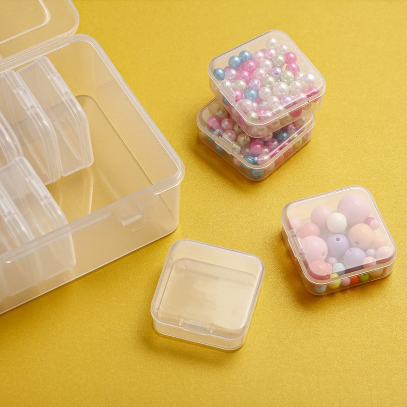 Mathtoxyz Small Bead Organizers, 30 Pieces Plastic Storage Cases Mini Clear Bead Storage Containers Transparent Boxes with Hinged Lid and Rectangle Clear Craft Supply Case - Image 2
