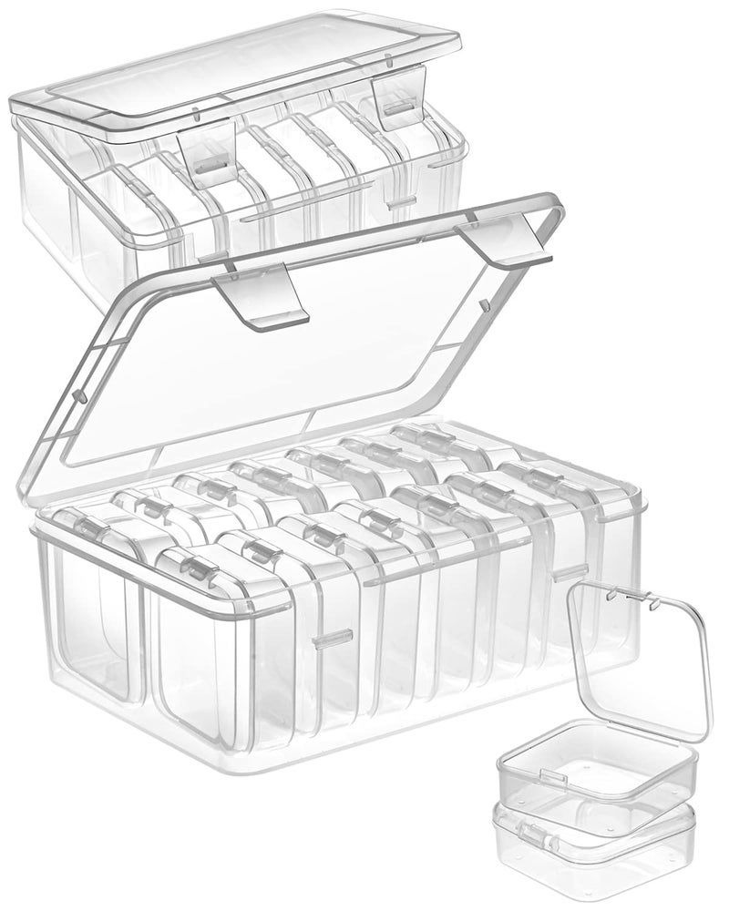 Mathtoxyz Small Bead Organizers, 30 Pieces Plastic Storage Cases Mini Clear Bead Storage Containers Transparent Boxes with Hinged Lid and Rectangle Clear Craft Supply Case - Image 1