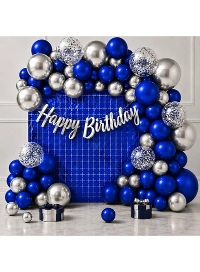 Blue and Silver Birthday Party Decoration Set, 81pcs Decoration Set Includes Happy Birthday…