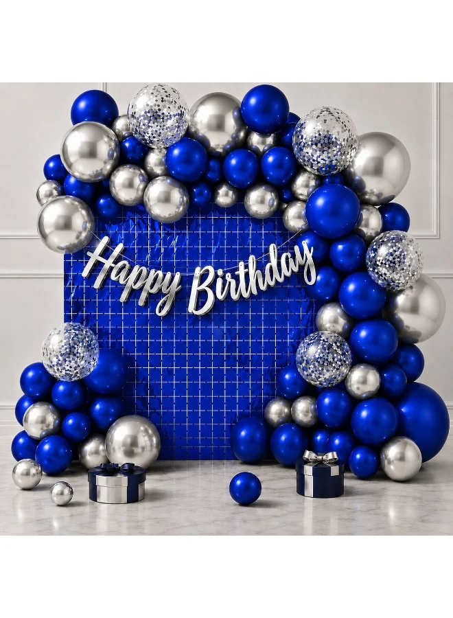 Blue and Silver Birthday Party Decoration Set, 81pcs Decoration Set Includes Happy Birthday…