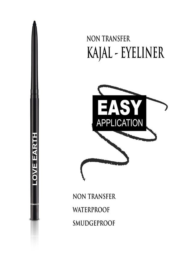 Love Earth LoveEarth Intense Black Kajal & Eyeliner Pencil - Waterproof, Smudge-Proof, Long-Lasting | Creamy Matte, Non-Transfer Formula | Ideal for Everyday Use - 0.35g - Image 4