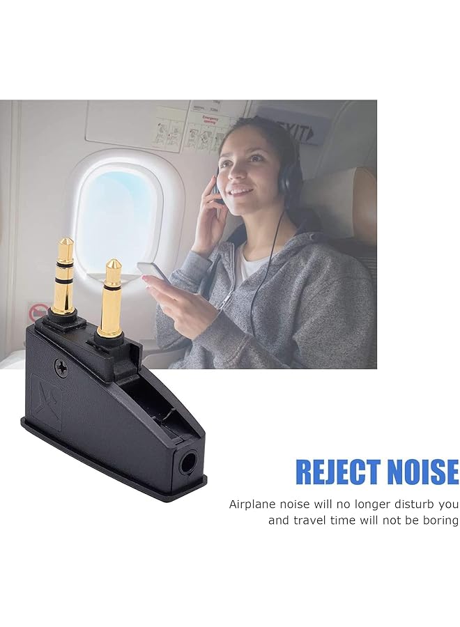 erorex Airplane Headphone Adapter Adjustable Angle Airline Flight Headphone Converter Gold Plated 3.5Mm Male To 3.5Mm Female Stereo Aux Jack Headphone Adapter For More Headphones - Image 2