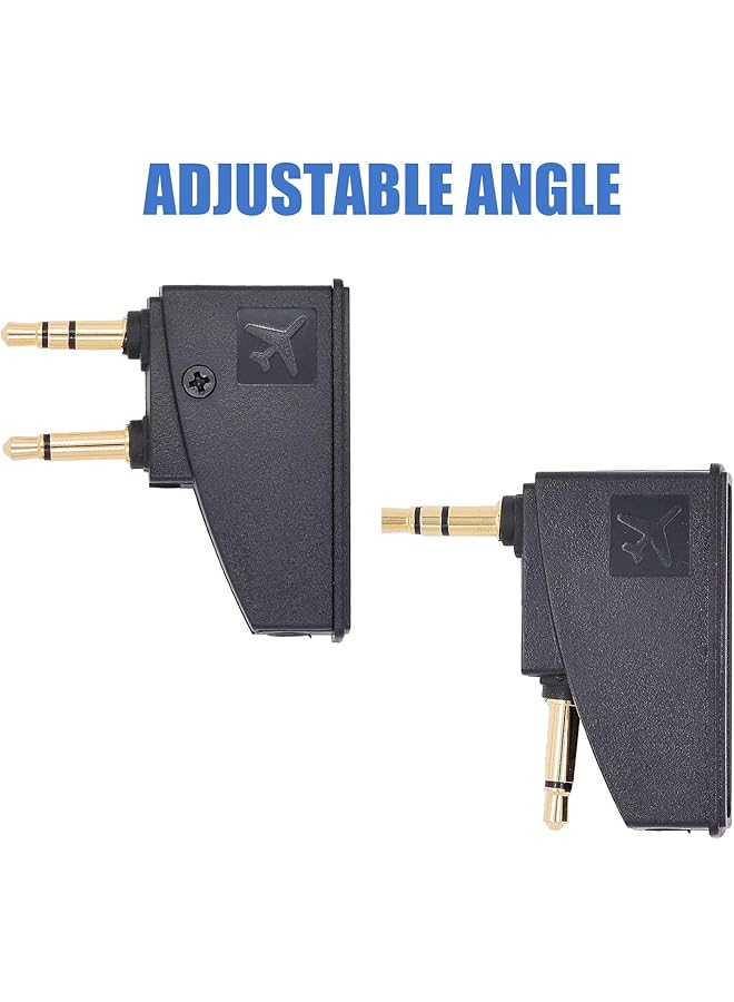 erorex Airplane Headphone Adapter Adjustable Angle Airline Flight Headphone Converter Gold Plated 3.5Mm Male To 3.5Mm Female Stereo Aux Jack Headphone Adapter For More Headphones - Image 3
