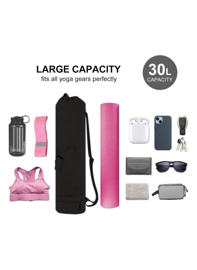Yoga Mat Bag with Wet Pocket & Water Bottle Holder, Full Zip Waterproof Carrier with Adjustable Strap for Gym, Beach, Travel, Fits Most Mats for Women & Men (Black) - view 5
