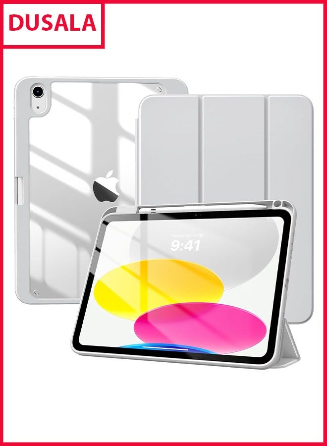 DUSALA Case for iPad (A16) 11th Generation 11 Inch 2025, iPad 10th Generation Case 10.9 Inch 2022 with Pencil Holder,Slim Protective Cover with Clear Back Shell,Auto Wake/Sleep, (Grey) - Image 1