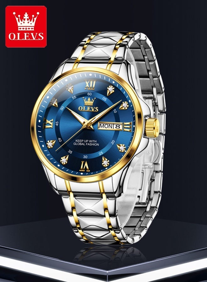 أوليفز ساعة OLEVS 2906 للرجال والنساء من الألماس الروماني الفاخر مع تقويم الأعمال وساعة مقاومة للماء - Image 1