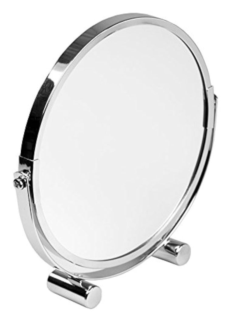 Home Basics Home Basics Heavy Duty Chrome Plated Steel, Cosmetic Make-up Bathroom Round Mirror, Silver 