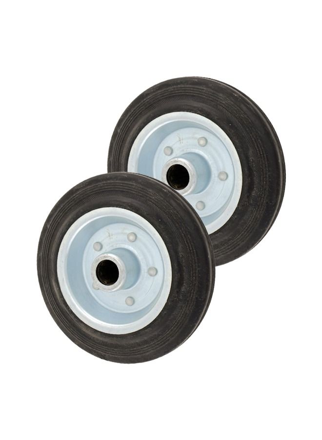 LAWAZIM Wheel Rubber Solid Industrial - 2-Piece 125mm Black| for Furniture